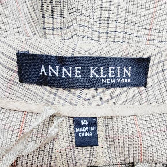 Anne Klein New York Classic High Waist Glen Plaid Tapered Ankle Length Pants 14 - Picture 7 of 7